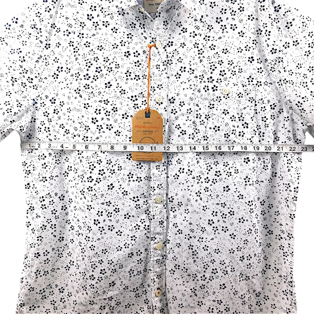 Weatherproof Vintage‎ Men’s Short Sleeve Button Down Shirt XL White Blue NWT